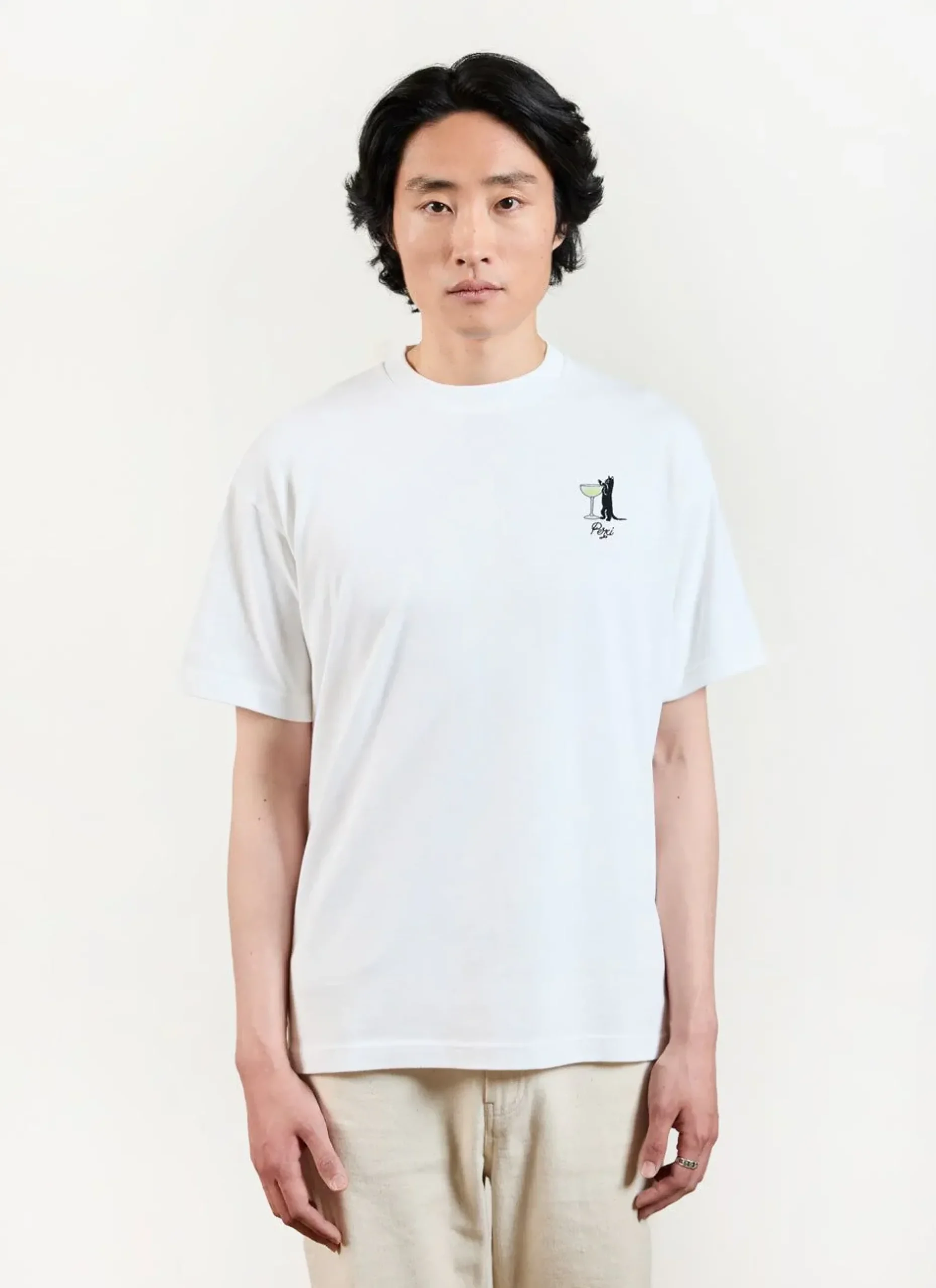 Percival White T-Shirts|Oversized T-Shirts^Drinking Cat Oversized T Shirt White