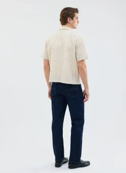 Percival Short Sleeve Shirts|Knitted Shirts^Elio Crochet Cuban Shirt Ecru