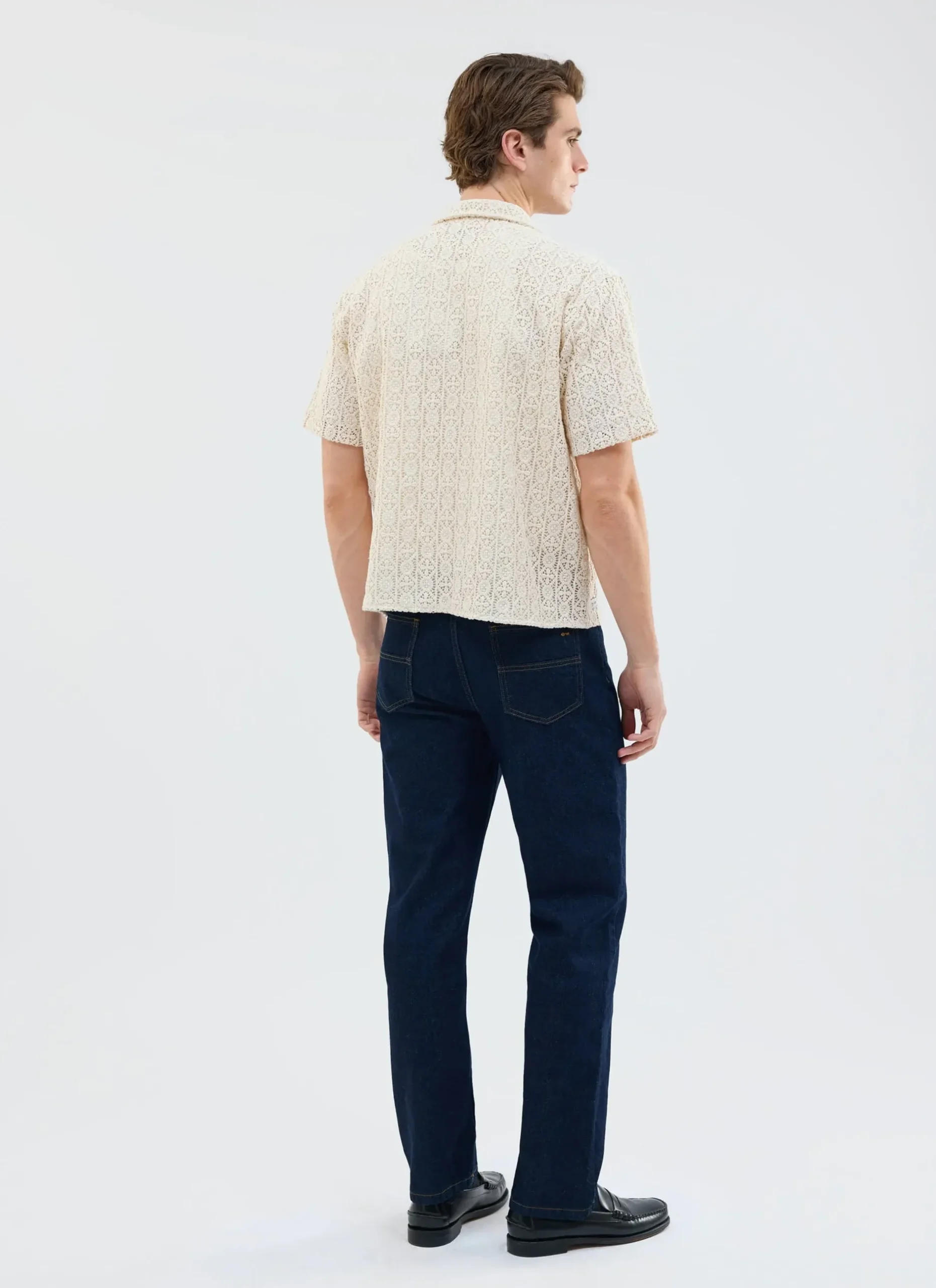 Percival Short Sleeve Shirts|Knitted Shirts^Elio Crochet Cuban Shirt Ecru