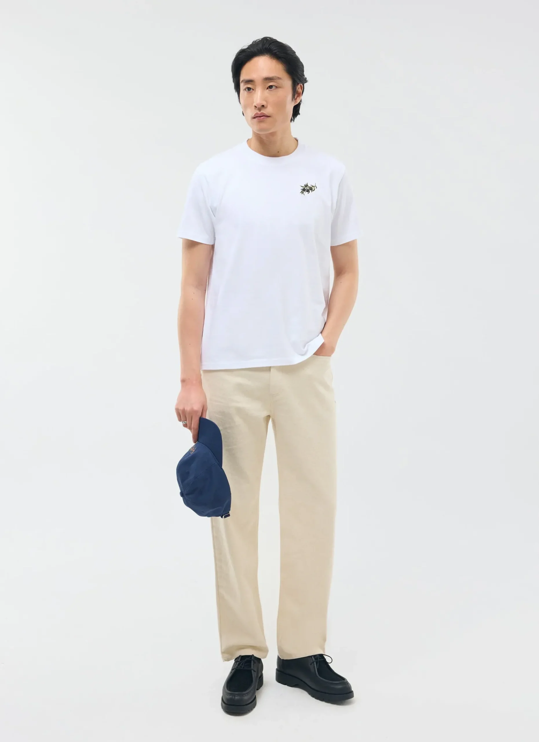 Percival White T-Shirts|Regular Fit T-Shirts^Embroidered Olive T Shirt White