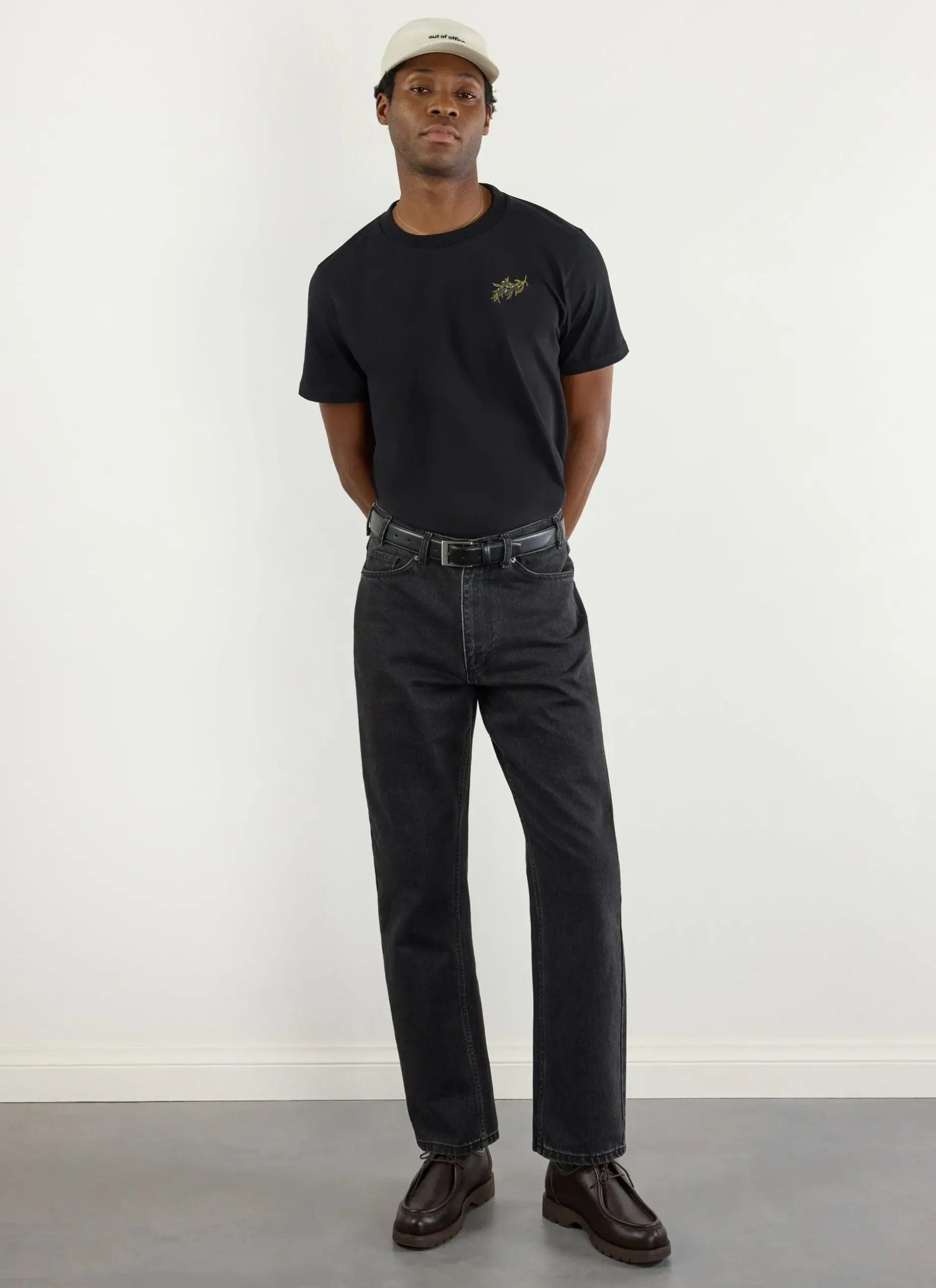 Percival Regular Fit T-Shirts^Embroidered Olive T Shirt Black