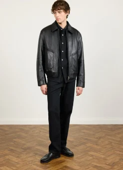 Percival Bomber Jackets|Jackets^Flight Leather Jacket Black