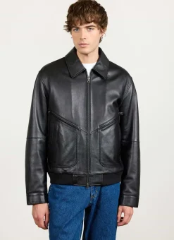 Percival Bomber Jackets|Jackets^Flight Leather Jacket Black