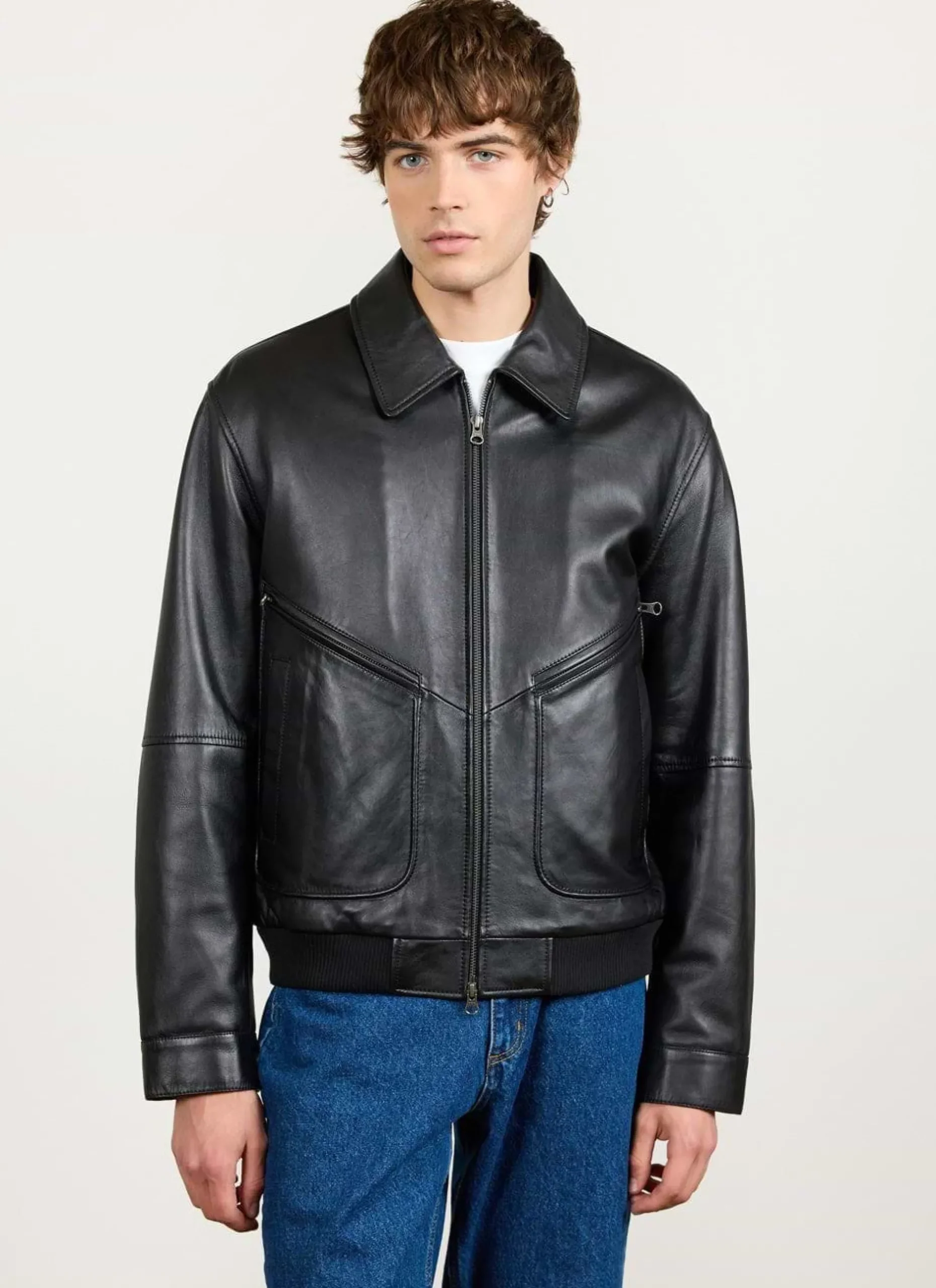 Percival Bomber Jackets|Jackets^Flight Leather Jacket Black