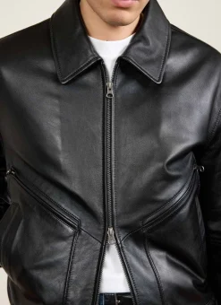 Percival Bomber Jackets|Jackets^Flight Leather Jacket Black