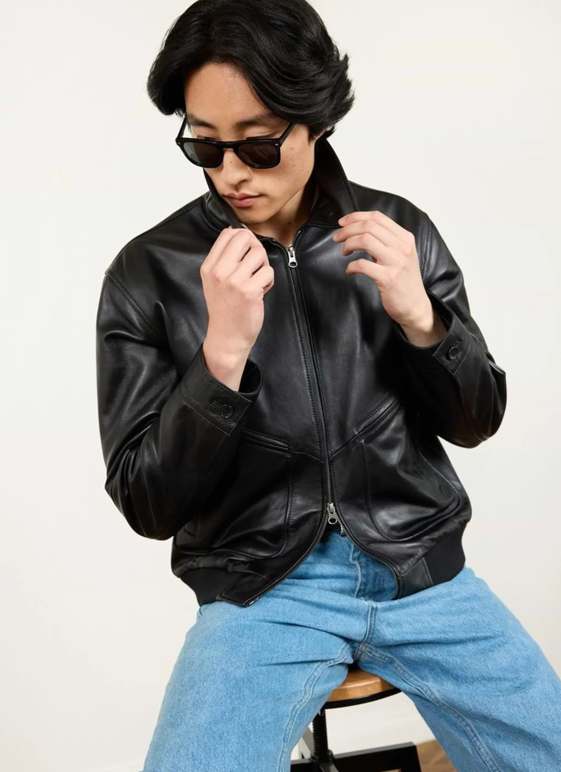 Percival Bomber Jackets|Jackets^Flight Leather Jacket Black