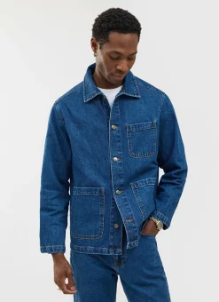 Percival Jackets|Denim Jackets^Gove Chore Jacket Mid Wash Blue