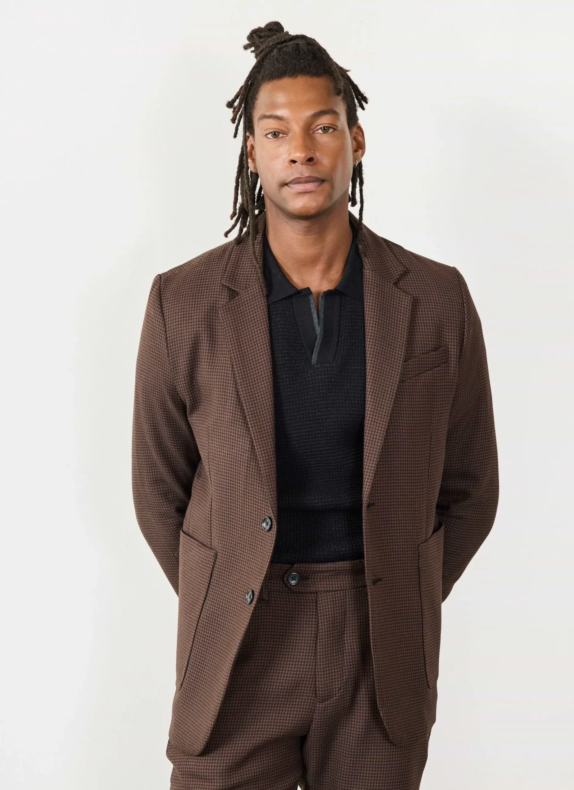 Percival Work Suits|Two Piece Suits^Houndstooth Tailored Blazer Espresso