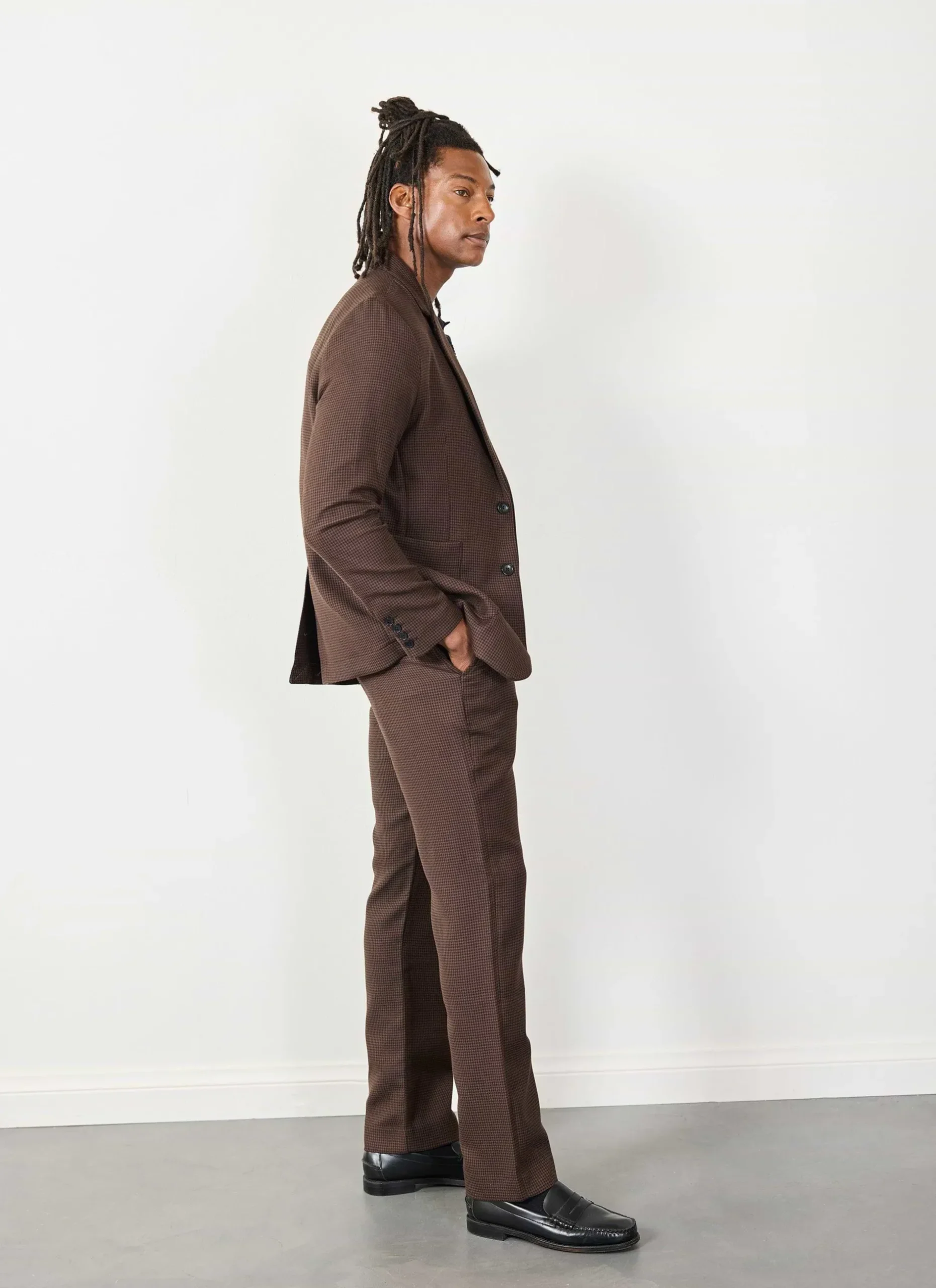 Percival Work Suits|Two Piece Suits^Houndstooth Tailored Blazer Espresso