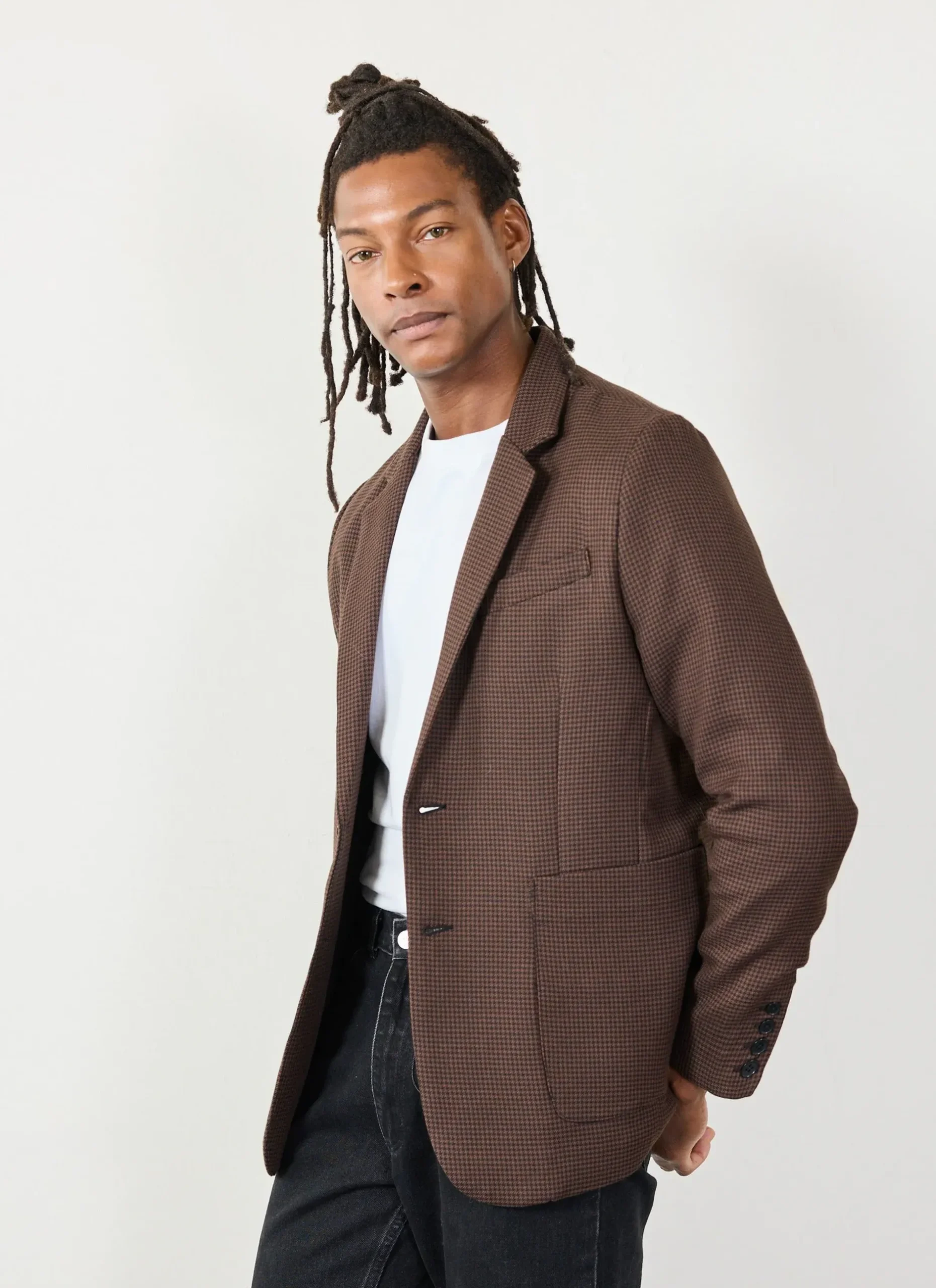 Percival Work Suits|Two Piece Suits^Houndstooth Tailored Blazer Espresso