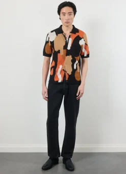 Percival Short Sleeve Shirts|Knitted Shirts^Impressionist Jacquard Shirt Black