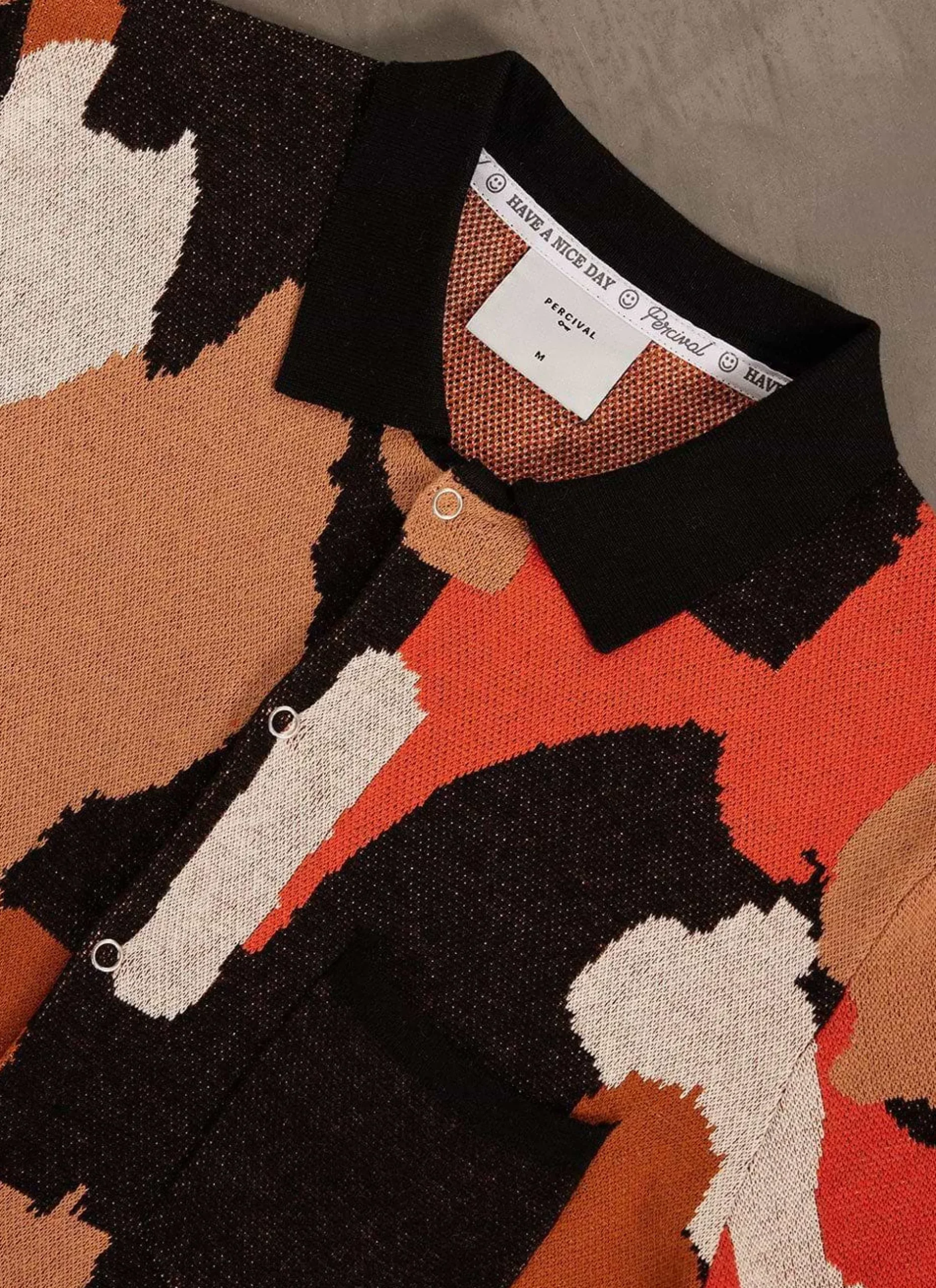 Percival Short Sleeve Shirts|Knitted Shirts^Impressionist Jacquard Shirt Black