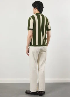 Percival Knitted Shirts|Knitted Polo Shirts & Knitted Shirts^Knitted Stripe Cuban Shirt Green