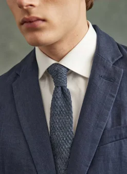 Percival Ties|Ties^Linen Tie Navy Marl