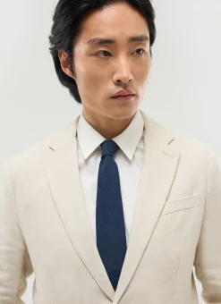 Percival Ties|Ties^Linen Tie Navy