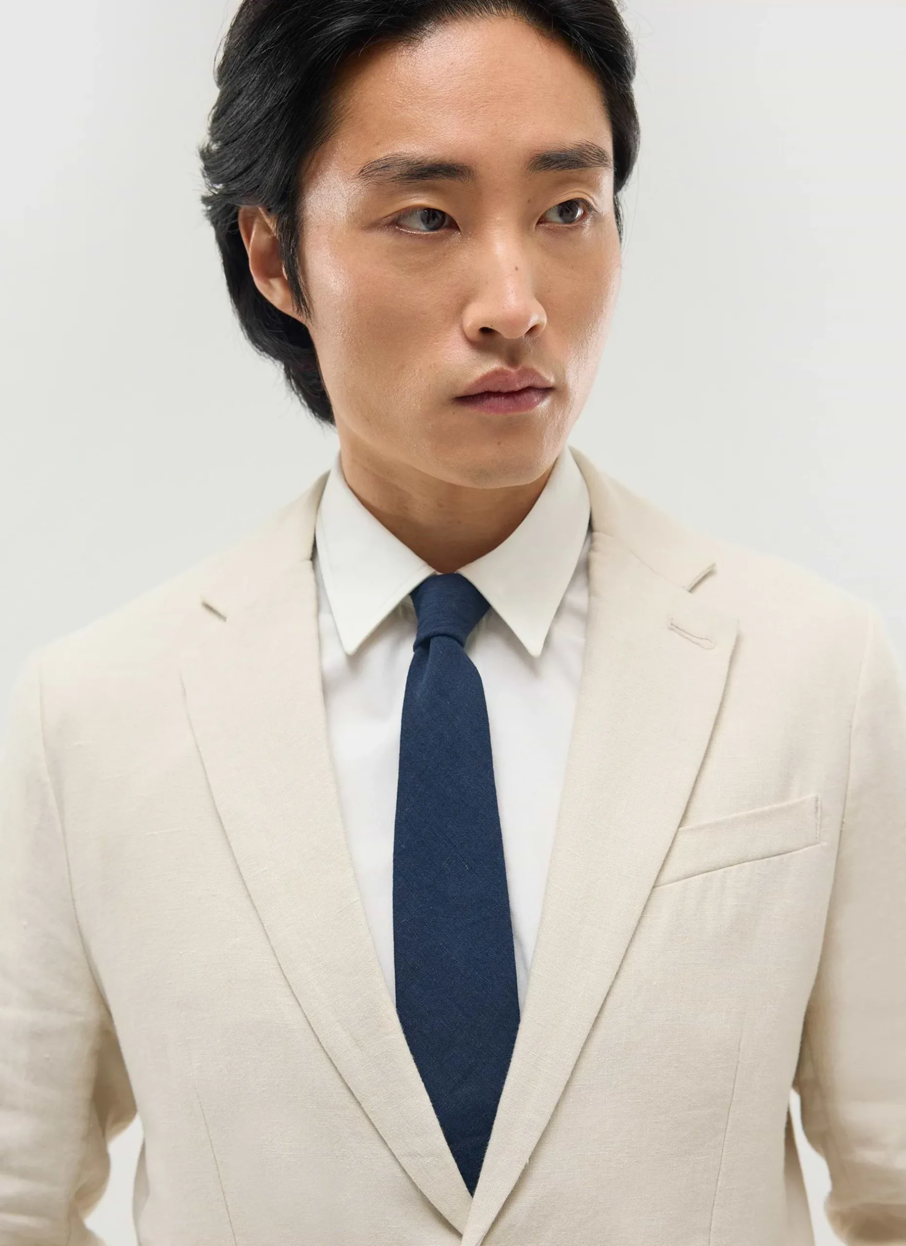 Percival Ties|Ties^Linen Tie Navy