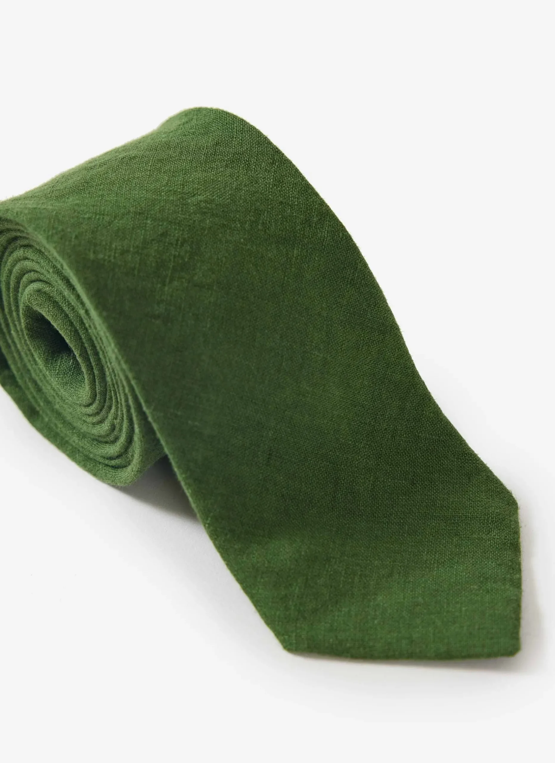 Percival Ties|Ties^Linen Tie Forest Green