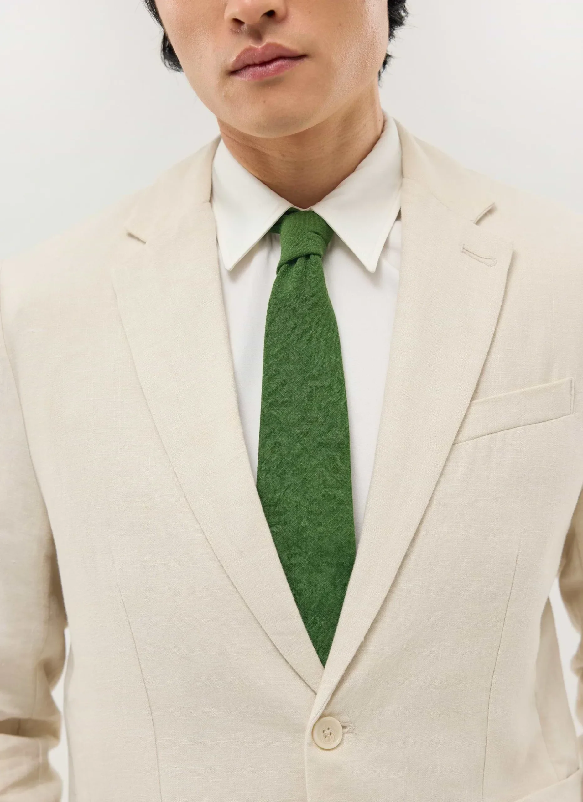 Percival Ties|Ties^Linen Tie Forest Green