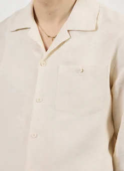 Percival Long Sleeve Shirts|Linen Shirts^Long Sleeve Cuban Linen Shirt Cream
