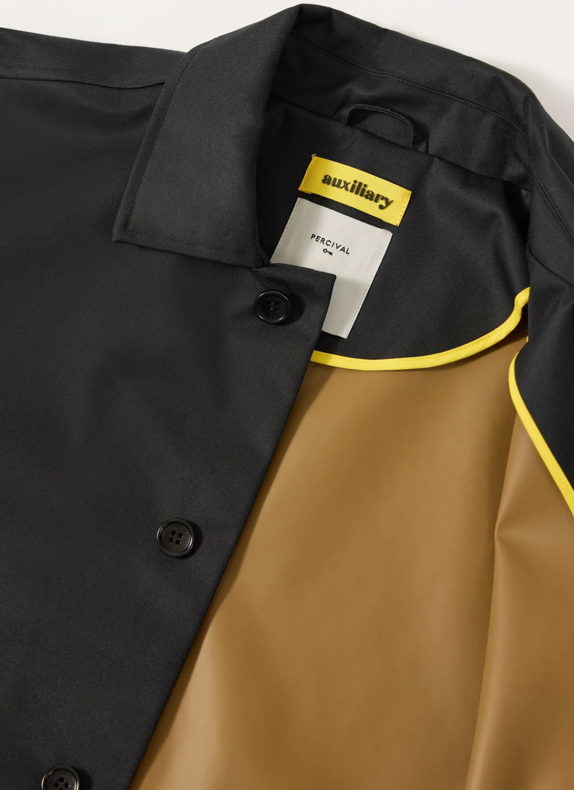 Percival Coats|Trench Coats^Men's Black Sherlock Short Trench Coat Black with Cinnamon