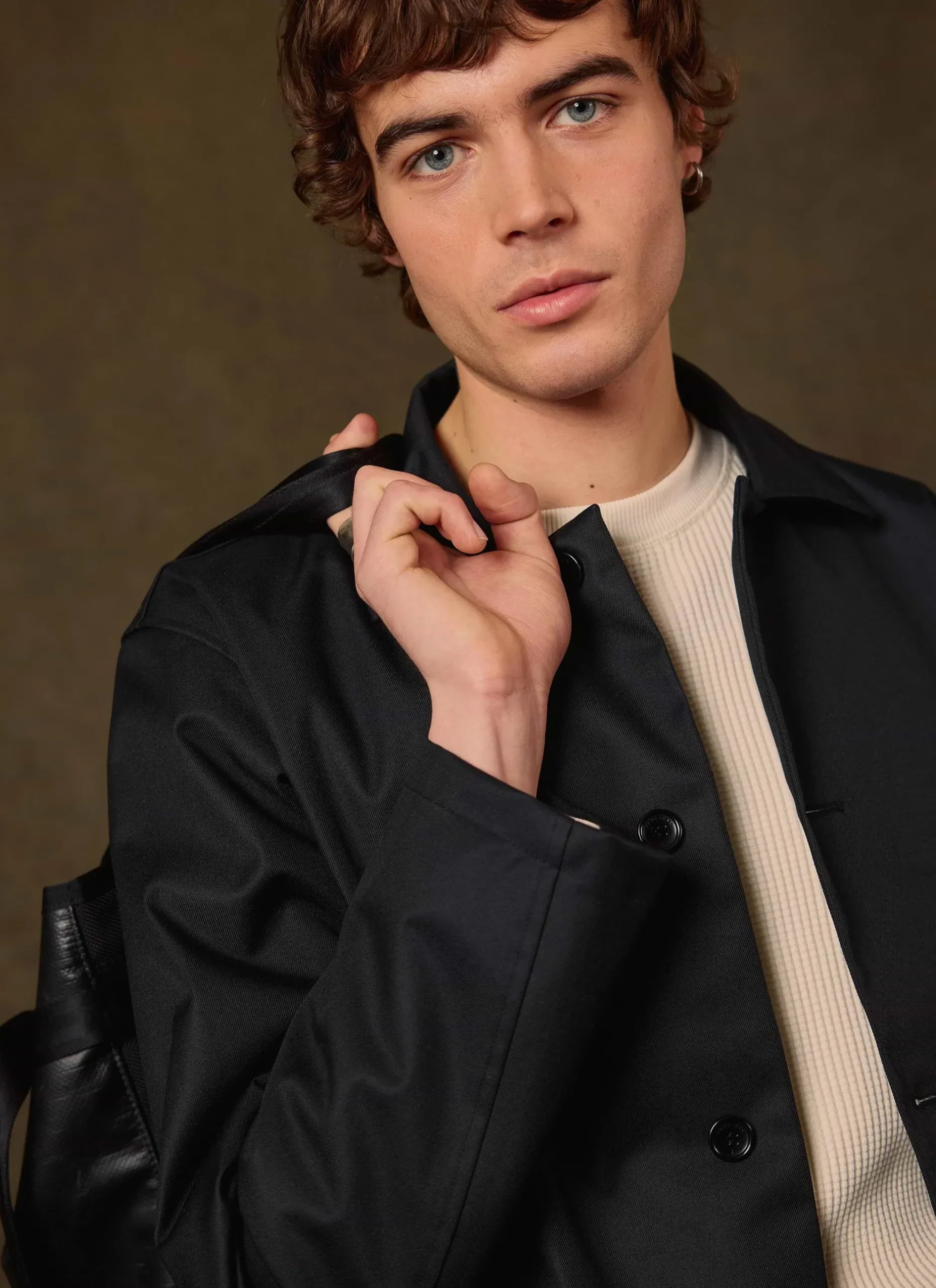 Percival Coats|Trench Coats^Men's Black Sherlock Short Trench Coat Black with Cinnamon