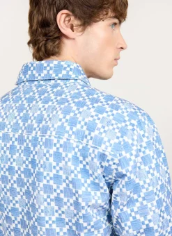 Percival Long Sleeve Shirts|Overshirts & Workshirts^Moquette Grid Long Sleeve Shirt Blue