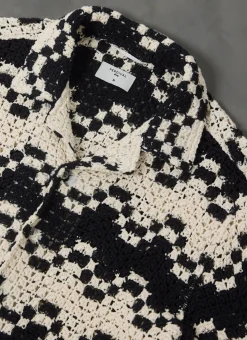 Percival Knitted Shirts|Knitted Polo Shirts & Knitted Shirts^Naples Crochet Cuban Shirt Ecru