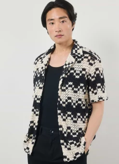 Percival Knitted Shirts|Knitted Polo Shirts & Knitted Shirts^Naples Crochet Cuban Shirt Ecru