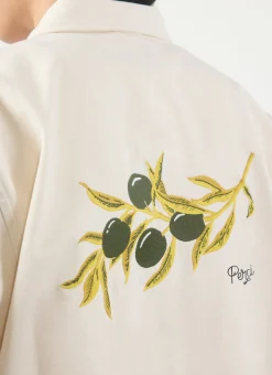 Percival Short Sleeve Shirts|Knitted Shirts^Olive Embroidered Cropped Shirt White