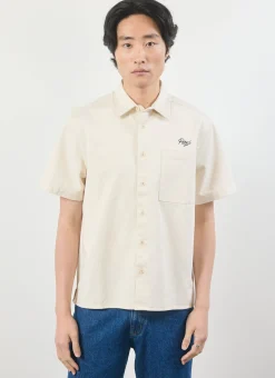 Percival Short Sleeve Shirts|Knitted Shirts^Olive Embroidered Cropped Shirt White