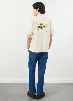 Percival Short Sleeve Shirts|Knitted Shirts^Olive Embroidered Cropped Shirt White