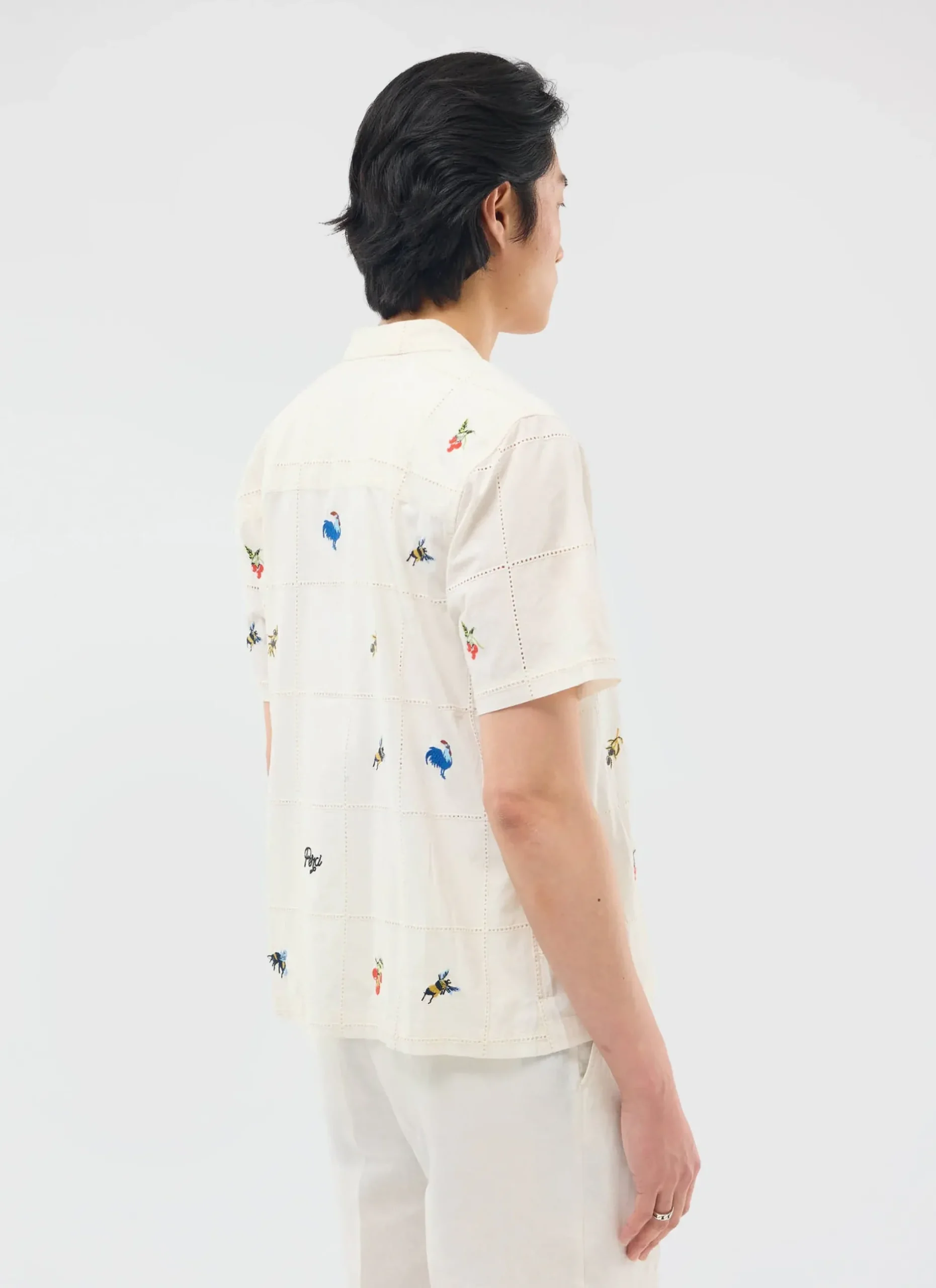 Percival Short Sleeve Shirts|Boxy Shirts^Olive Tapestry Cuban Shirt Ecru