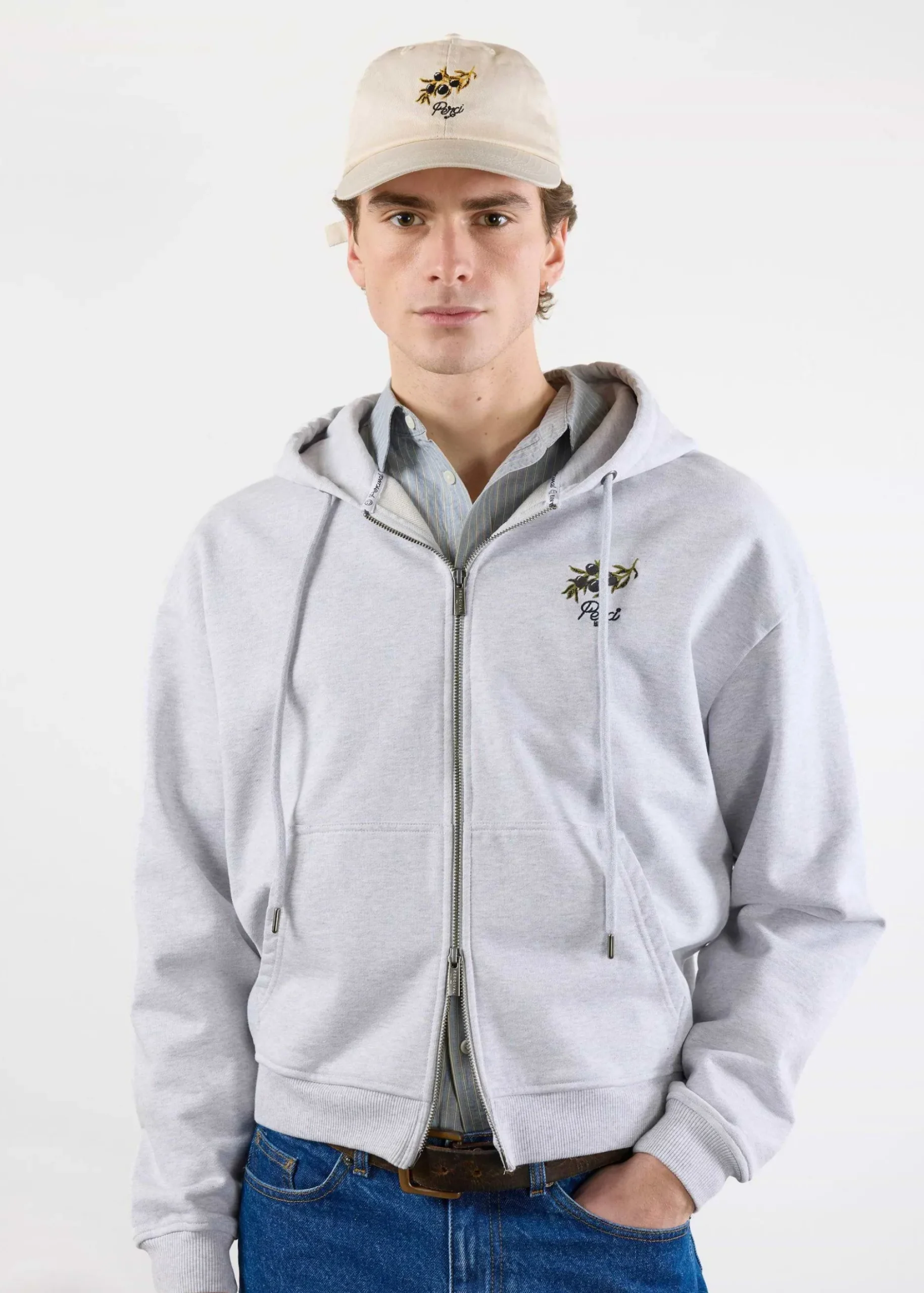 Percival Hoodies^Olive Zip Through Hoodie Athletic Grey