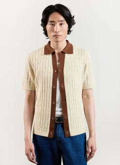 Percival Short Sleeve Shirts|Knitted Shirts^Open Collar Knitted Polo Ecru