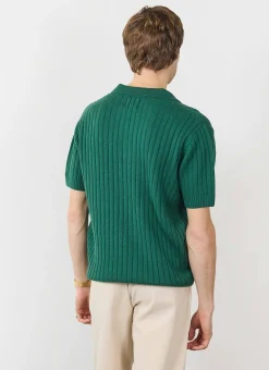 Percival Polo Shirts|Polo Shirts^Open Collar Ribbed Polo Forest