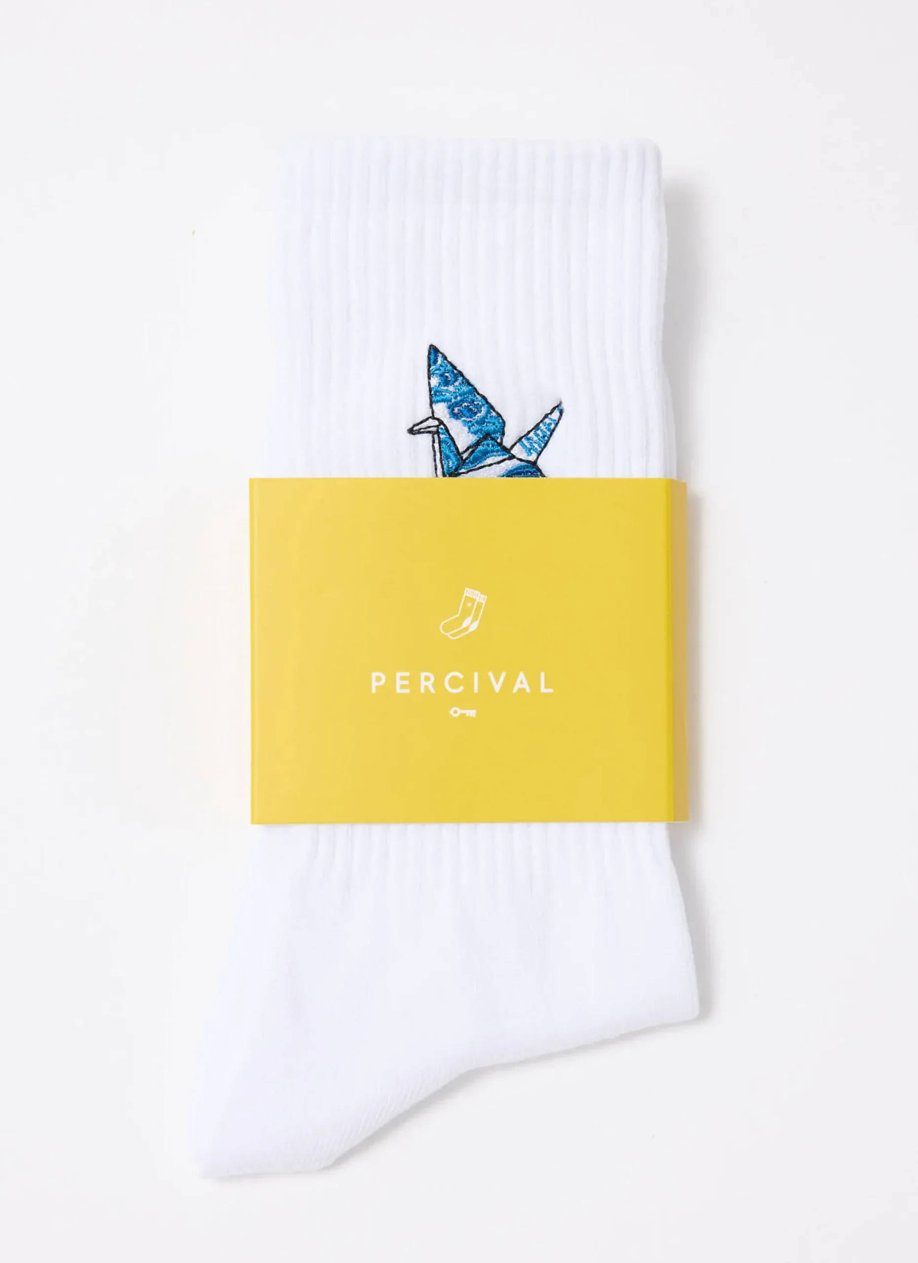 Percival Socks^Origami Embroidered Socks White