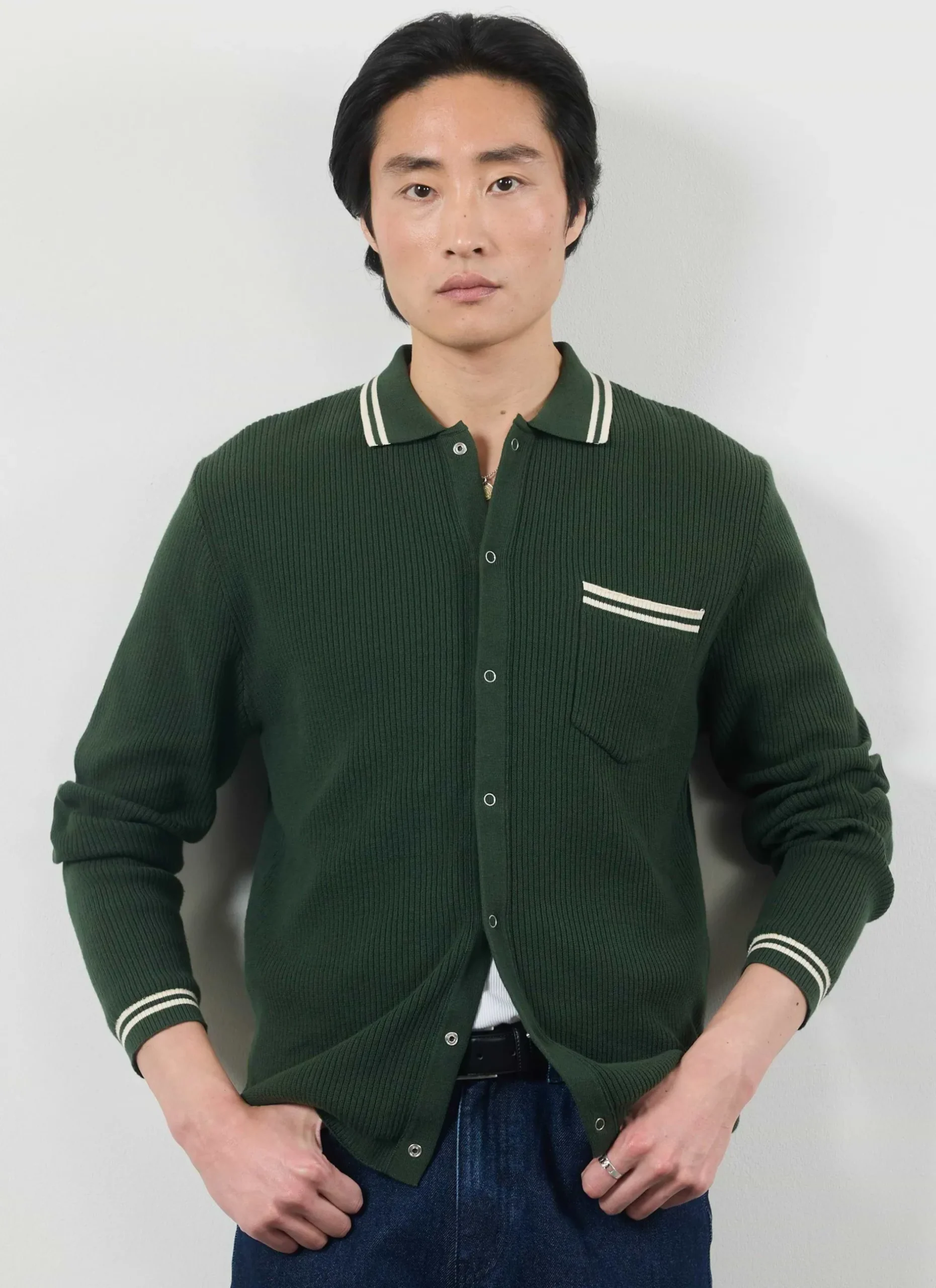 Percival Long Sleeve Shirts|Knitted Shirts^Pablo Cotton Knitted Shirt Forest