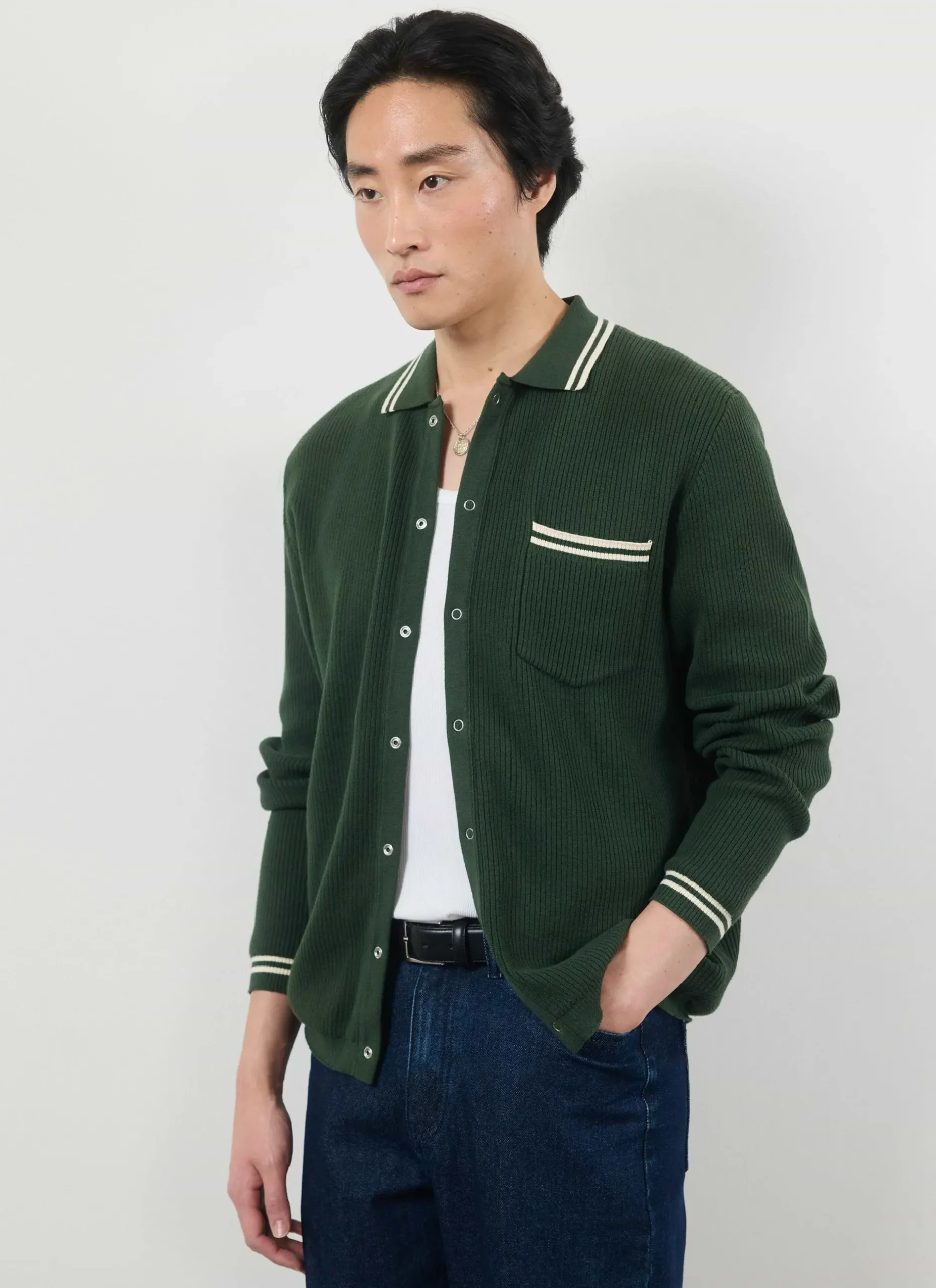 Percival Long Sleeve Shirts|Knitted Shirts^Pablo Cotton Knitted Shirt Forest