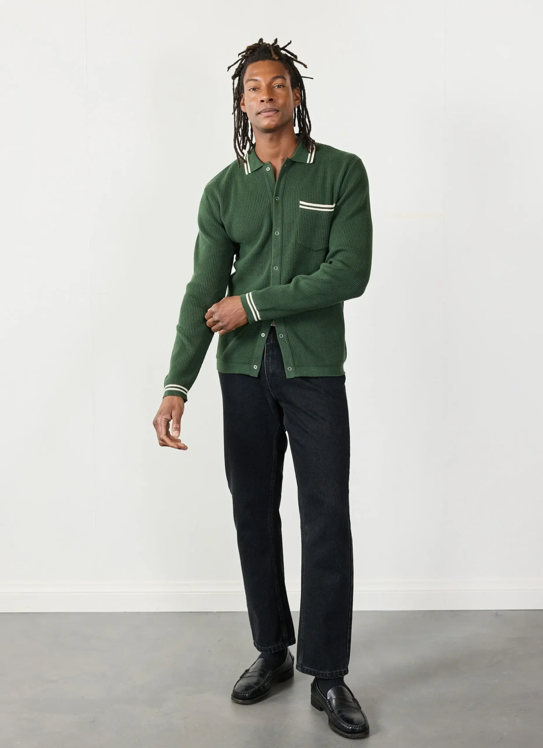Percival Long Sleeve Shirts|Knitted Shirts^Pablo Cotton Knitted Shirt Forest