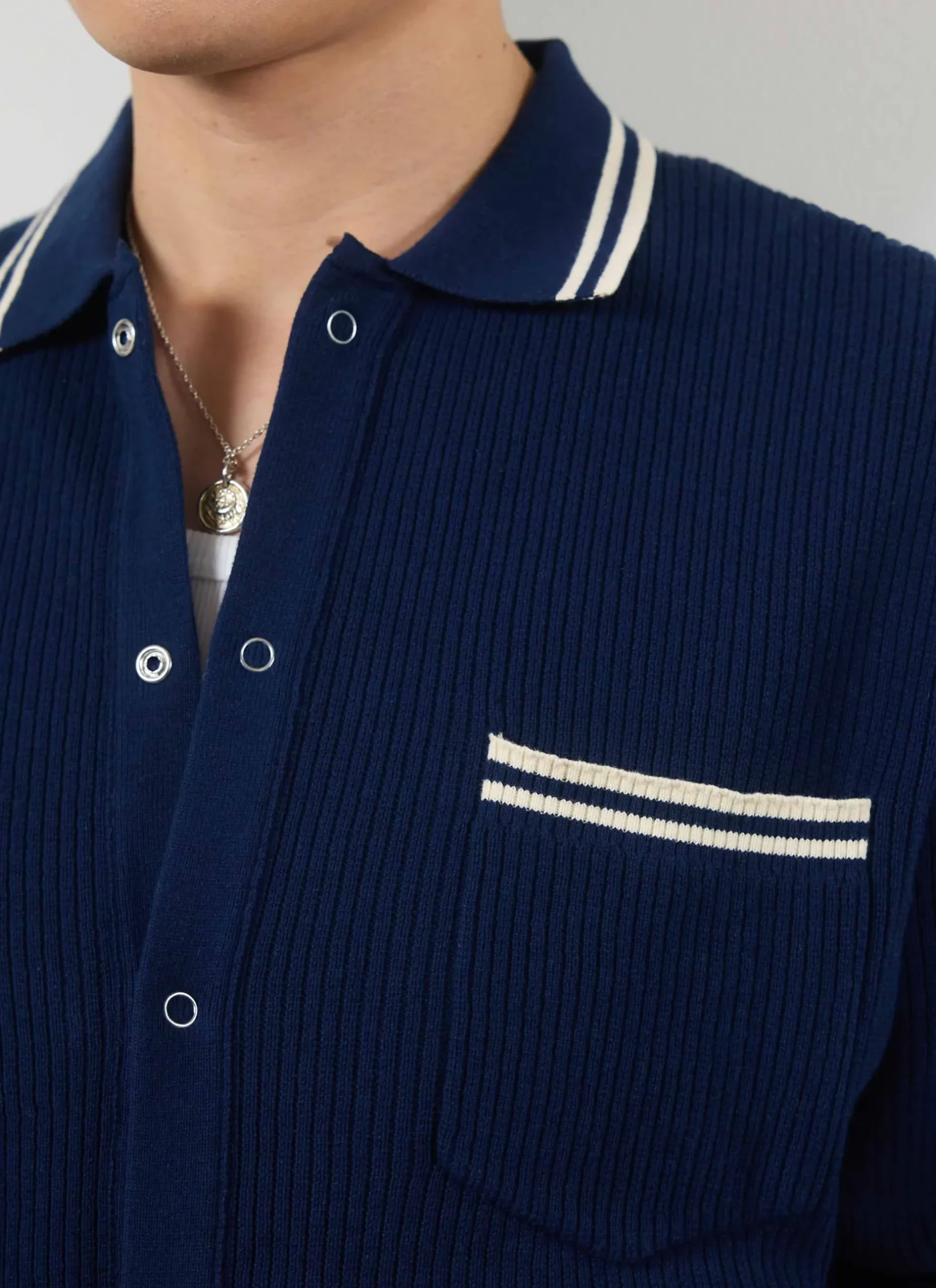 Percival Long Sleeve Shirts|Knitted Shirts^Pablo Cotton Knitted Shirt Navy
