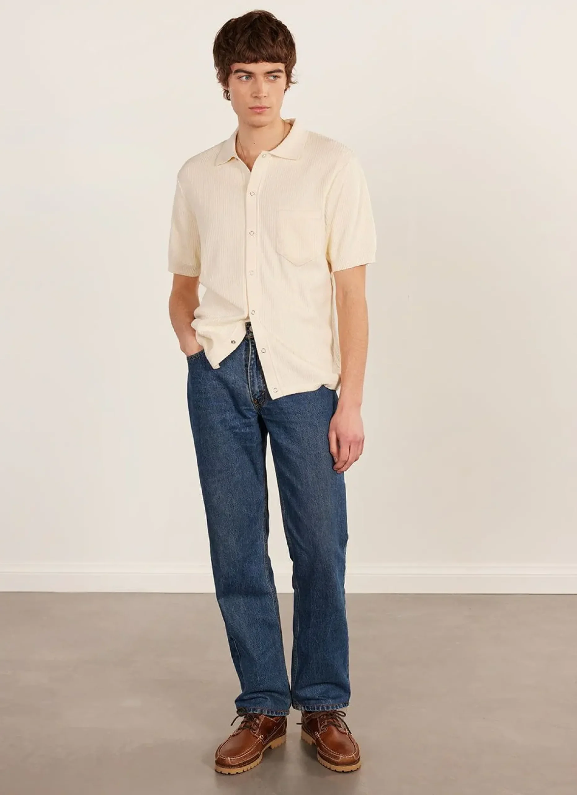 Percival Short Sleeve Shirts|Knitted Shirts^Pablo Cuban Shirt Cream