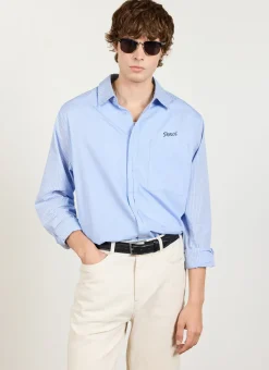 Percival Long Sleeve Shirts|Boxy Shirts^Patchwork Stripe Pearce Shirt Blue