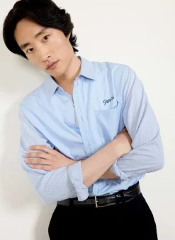 Percival Long Sleeve Shirts|Boxy Shirts^Patchwork Stripe Pearce Shirt Blue