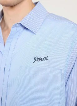 Percival Long Sleeve Shirts|Boxy Shirts^Patchwork Stripe Pearce Shirt Blue