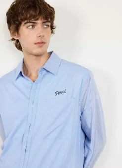 Percival Long Sleeve Shirts|Boxy Shirts^Patchwork Stripe Pearce Shirt Blue