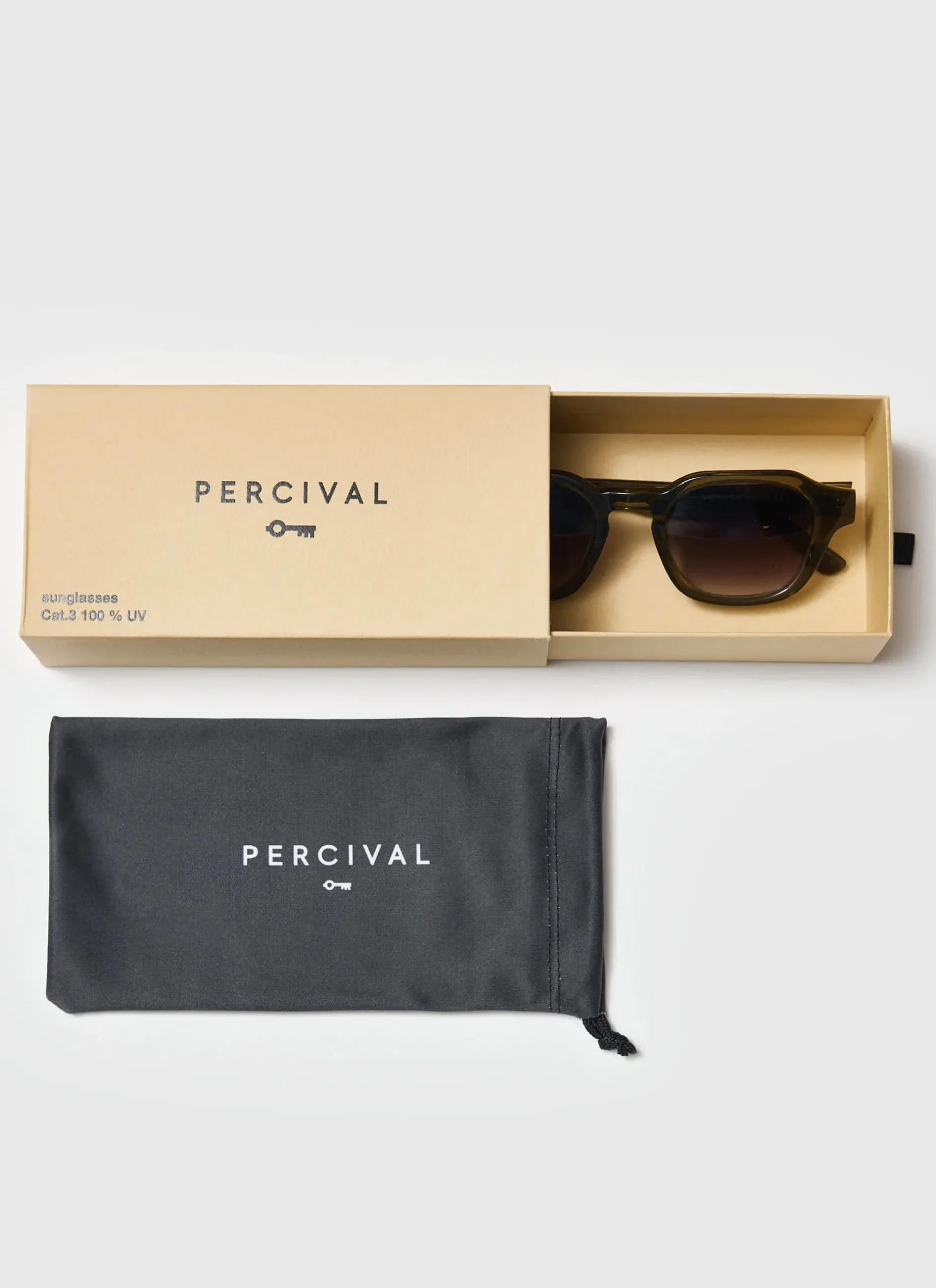 Percival Sunglasses^P001-E52 Olive Green Sunglasses Light Brown Lenses