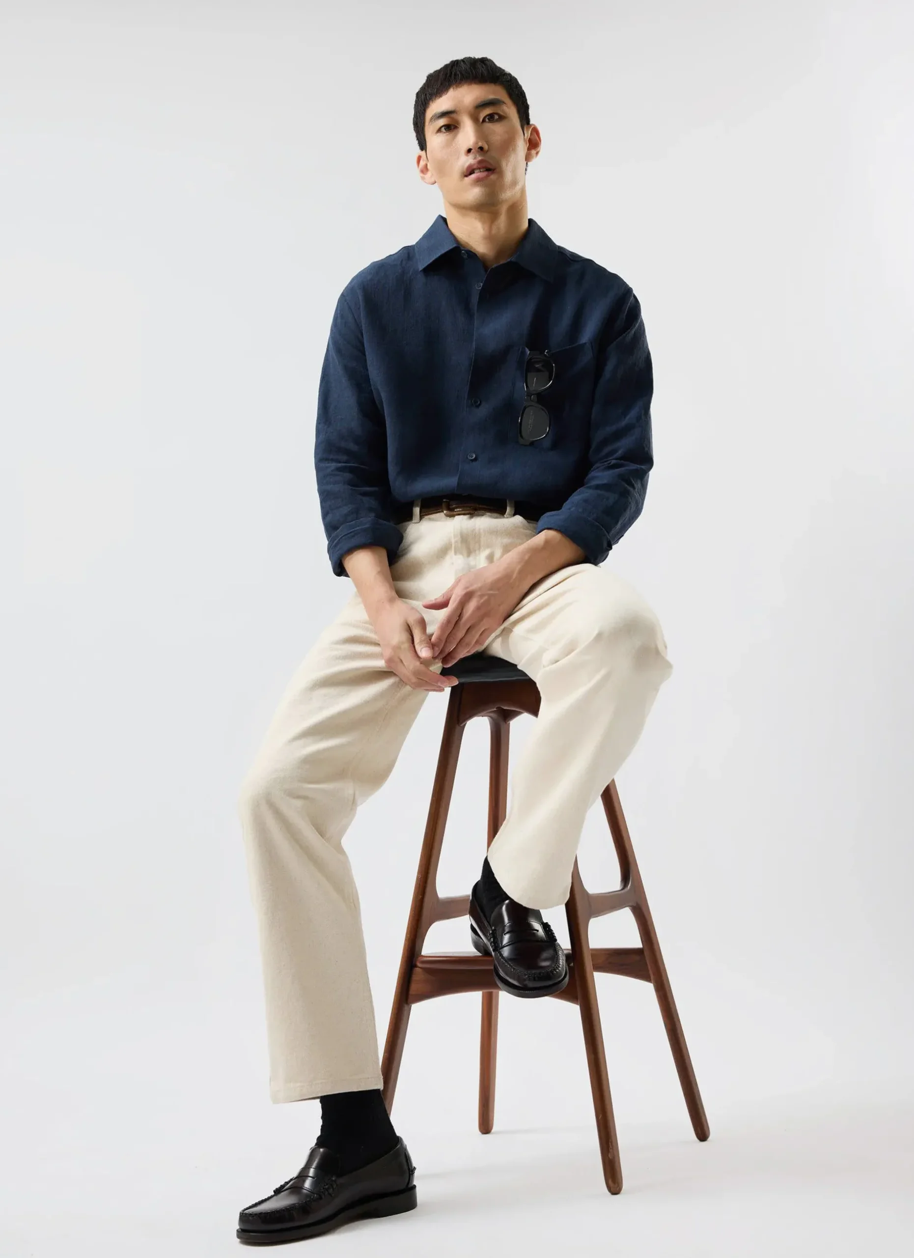 Percival Long Sleeve Shirts|Linen Shirts^Pearce Shirt Navy
