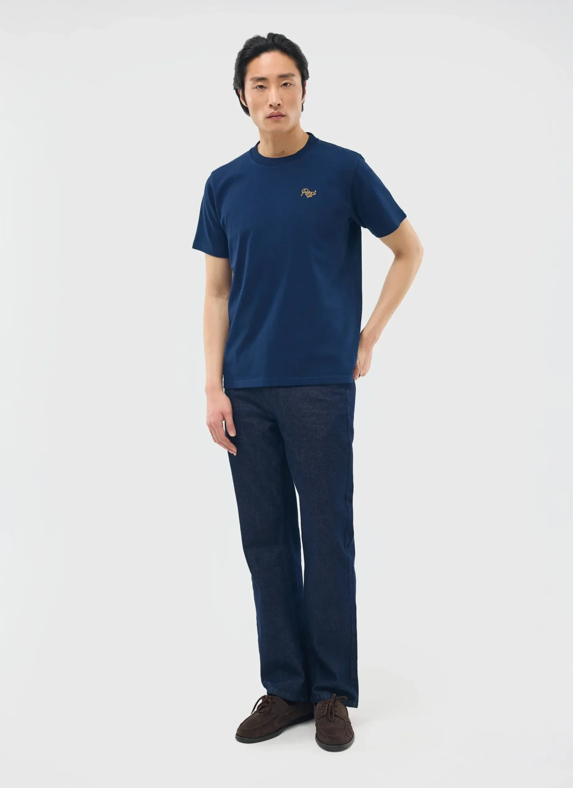 Percival Regular Fit T-Shirts^Perci Chainstitch T Shirt Navy