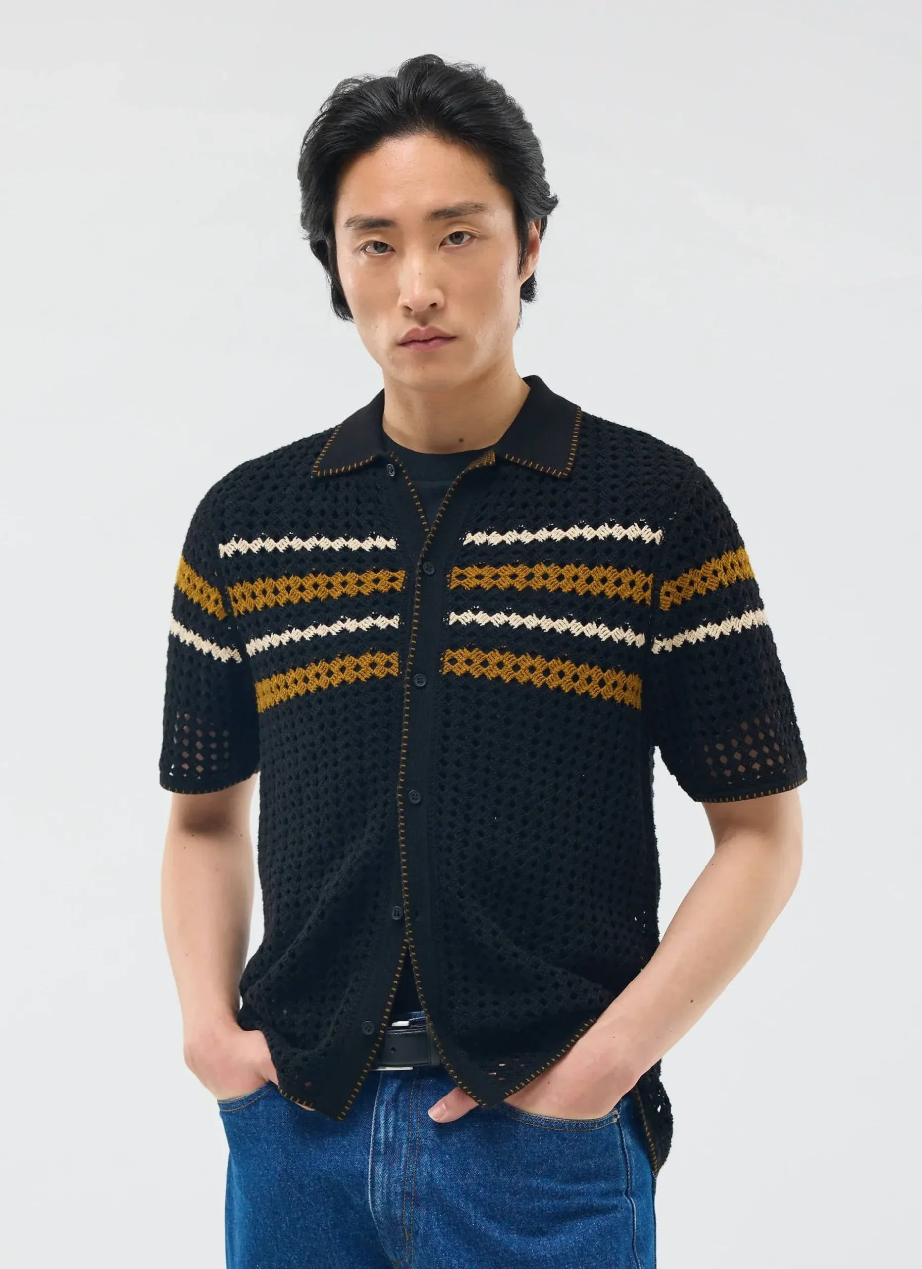 Percival Short Sleeve Shirts|Boxy Shirts^Pesaro Knitted Shirt Black