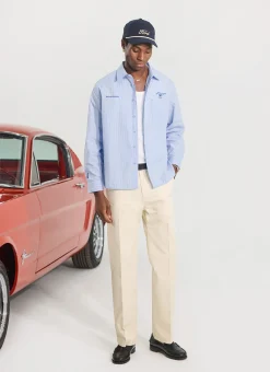 Percival Long Sleeve Shirts^Pit Crew Relaxed Shirt Blue Stripe